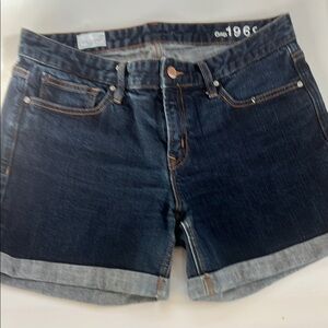 GAP Blue Jean Shorts with Cuffed Hem and Mid-Thigh Length 1969 collection